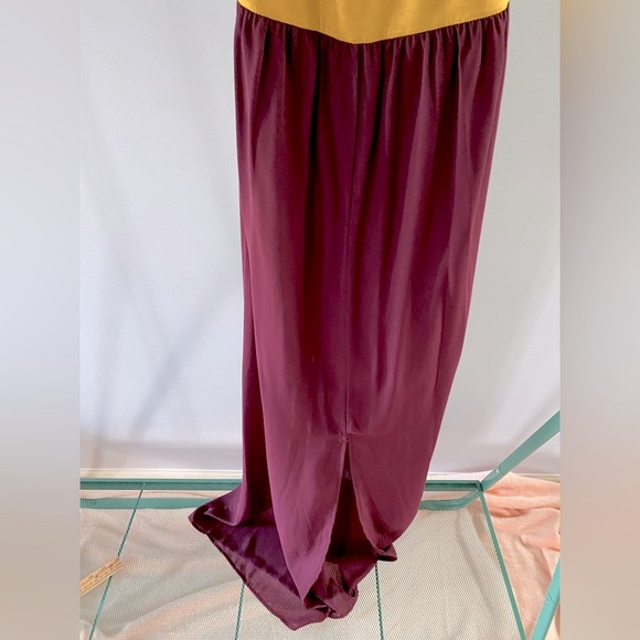 Coveted Clothing Sheer Maxi Dress ✨ Gold+Burgundy - Picture 4 of 6